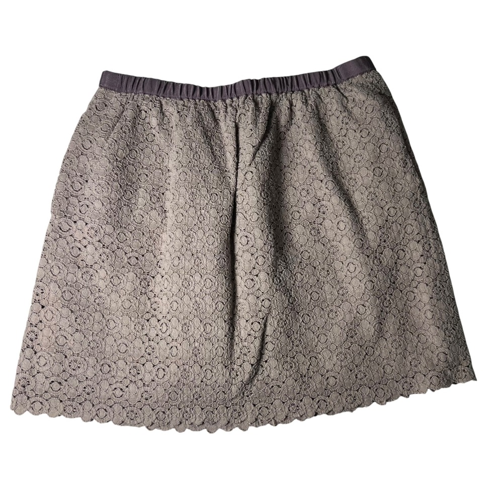 J.Crew Floral Eyelet Mini Skirt Womens 8 Mauve Taupe Scalloped Pockets Lined‎